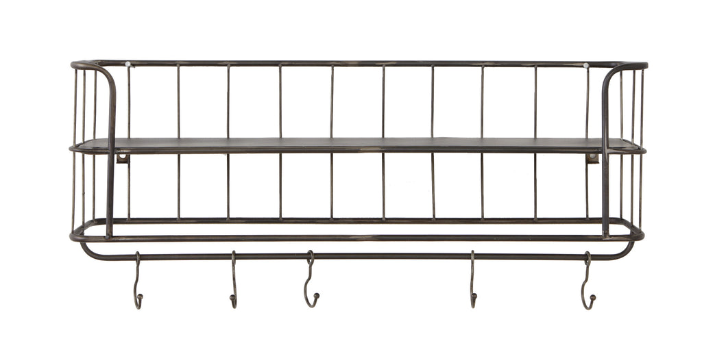 Metal Wall Rack with Hooks