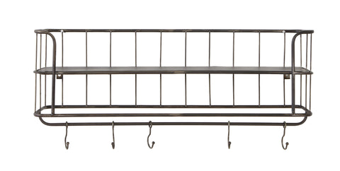 Metal Wall Rack with Shelf and Hooks