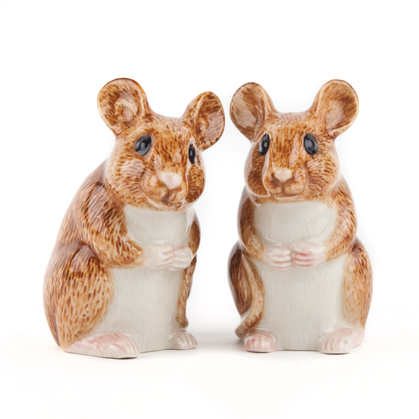 Quail Ceramics Wood Mouse Salt & Pepper Shakers