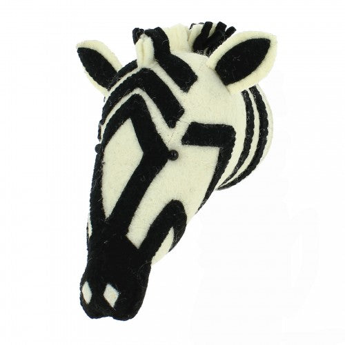 Mini Felt Zebra Head Wall Art by Fiona Walker Fairtrade made in India