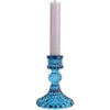 Diamond Pressed Glass Candlestick - Blue