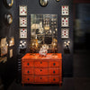 Stunning "Cafe Paris" Mirror - Oxidised Antiqued Finish with Mirrored Flower Cabochons