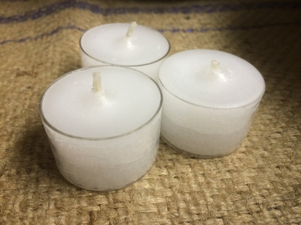 Clear Cup Tealights - White - 8-9 Hours Burn Time - Greige - Home & Garden - Chiswick, London W4 