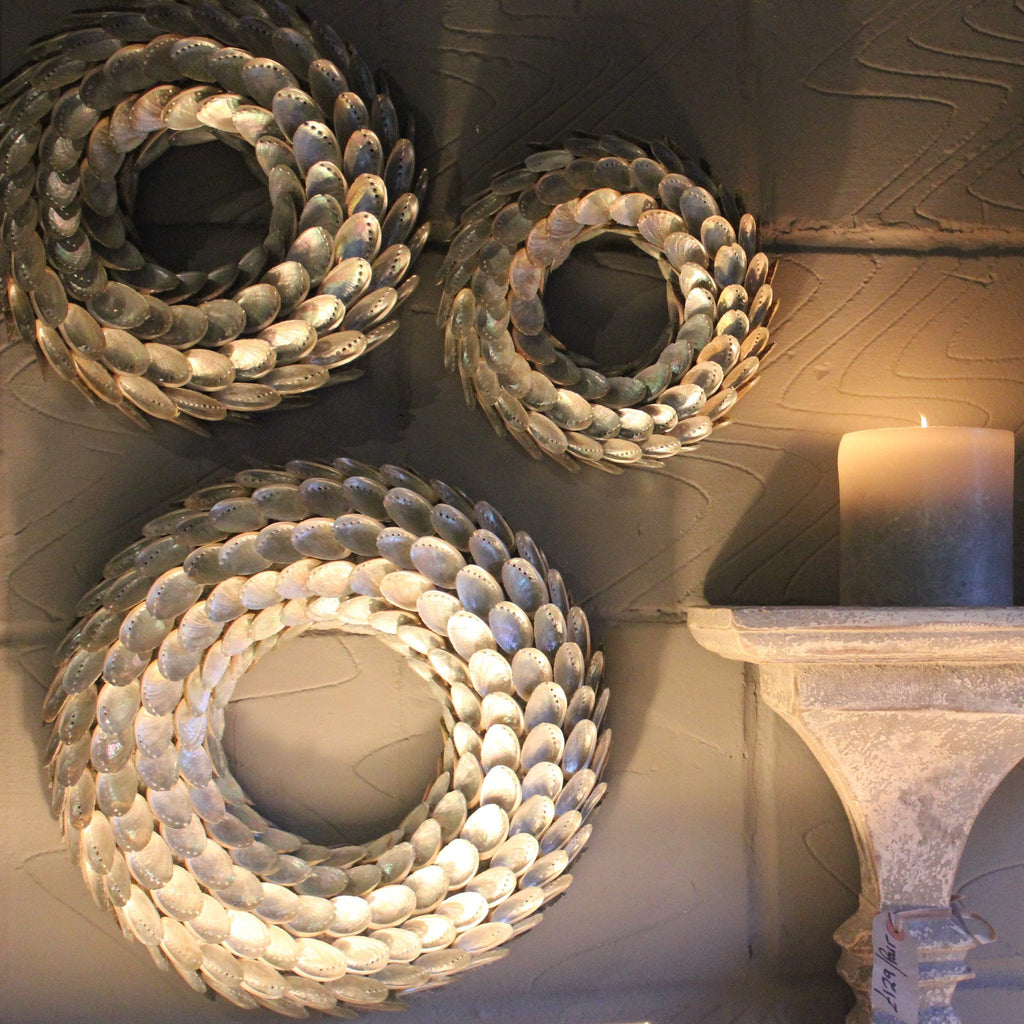 Decorative Iridescent Shell Wreath - Three Sizes Decorative Iridescent Shell Wreath - Three Sizes
