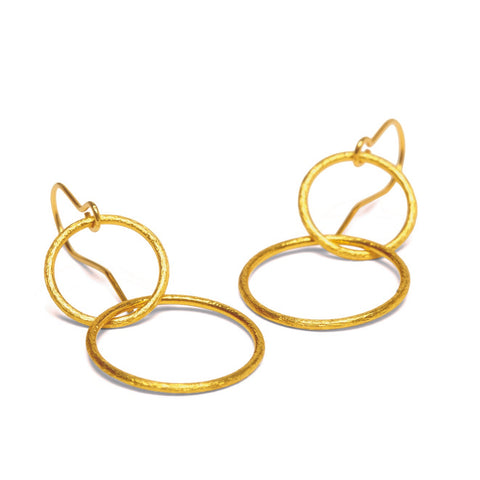 Double Plain Ear Hooks - Gold - Pernille Corydon