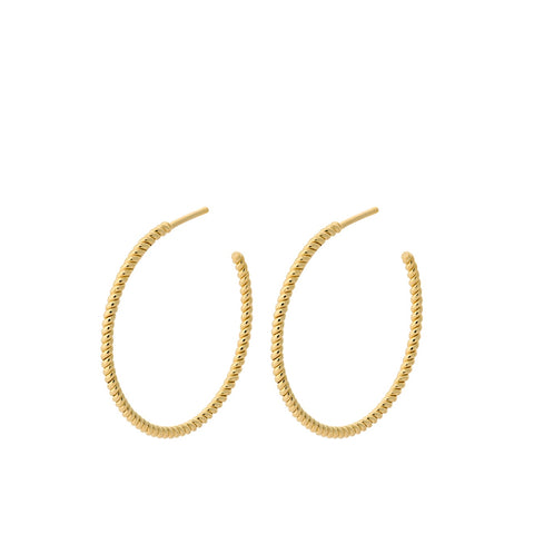 Twisted Creole Hoop Earrings - Gold - Pernille Corydon