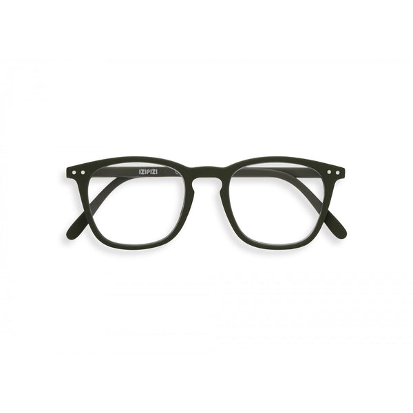 Izipizi Reading Glasses - Style E (large, structured, trapezium shape) - Kaki Green