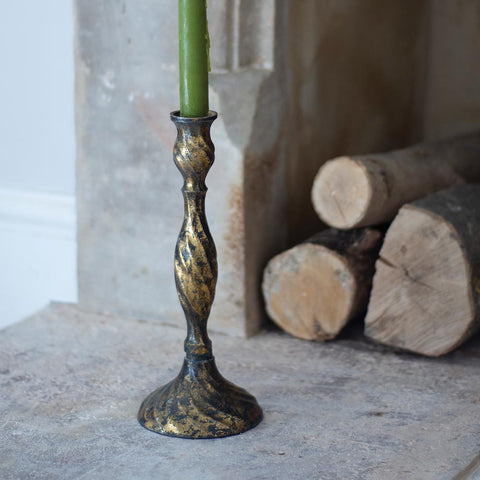 Antiqued Gold Candlestick