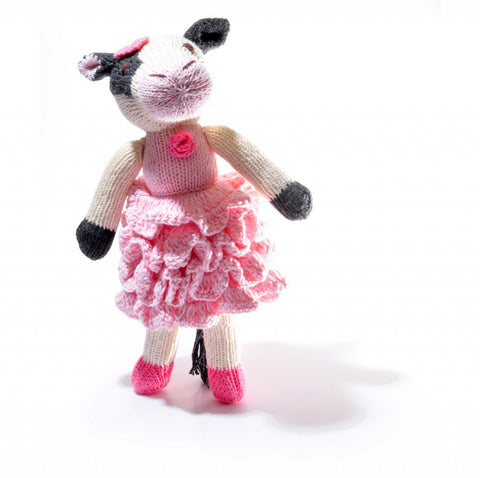 Hand-Knitted Cow in Flamenco Dress - Organic Cotton