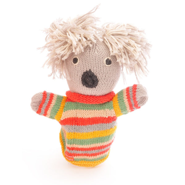 Organic Cotton Hand Puppet - Koala in Stripey Sweater