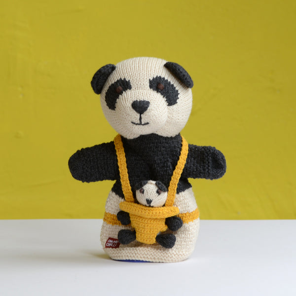 Organic Cotton Hand Puppet with Baby - Panda