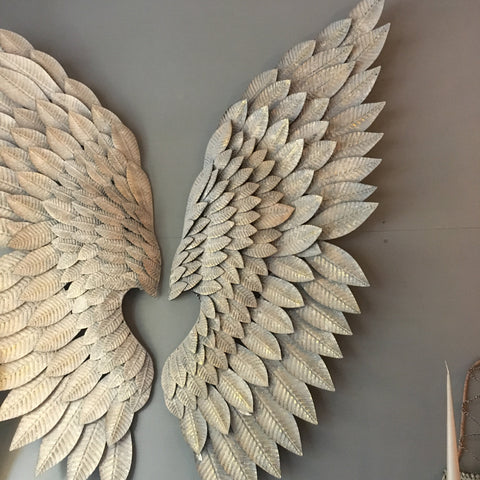Large Gilt Angel Wings with a Grey Wash Finish