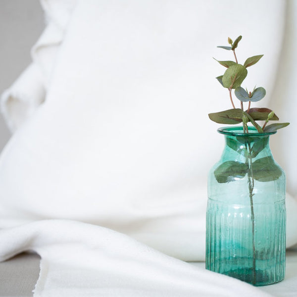 little recycled glass vase teal green