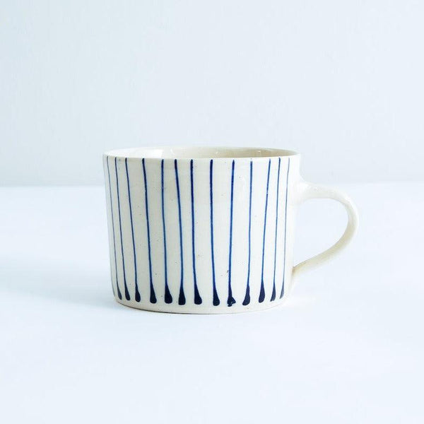 Wonki Ware Squat Mug Vertical Lines Blue