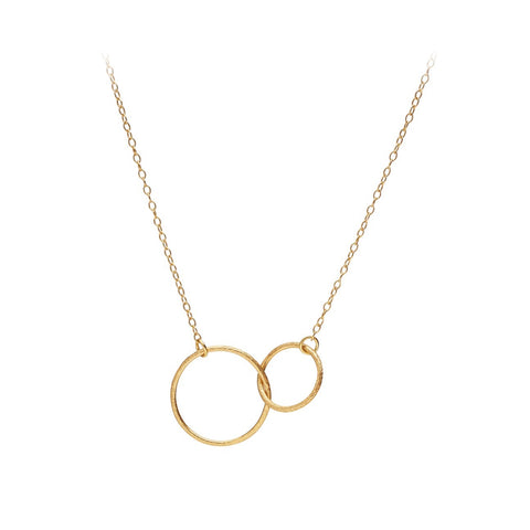 Double Plain Circles Necklace - Gold - Pernille Corydon