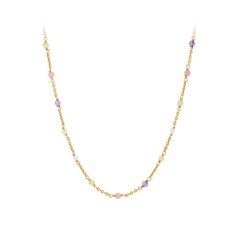 Rainbow Necklace Cornille Perydon Semi Precious Stone and Gold Plate